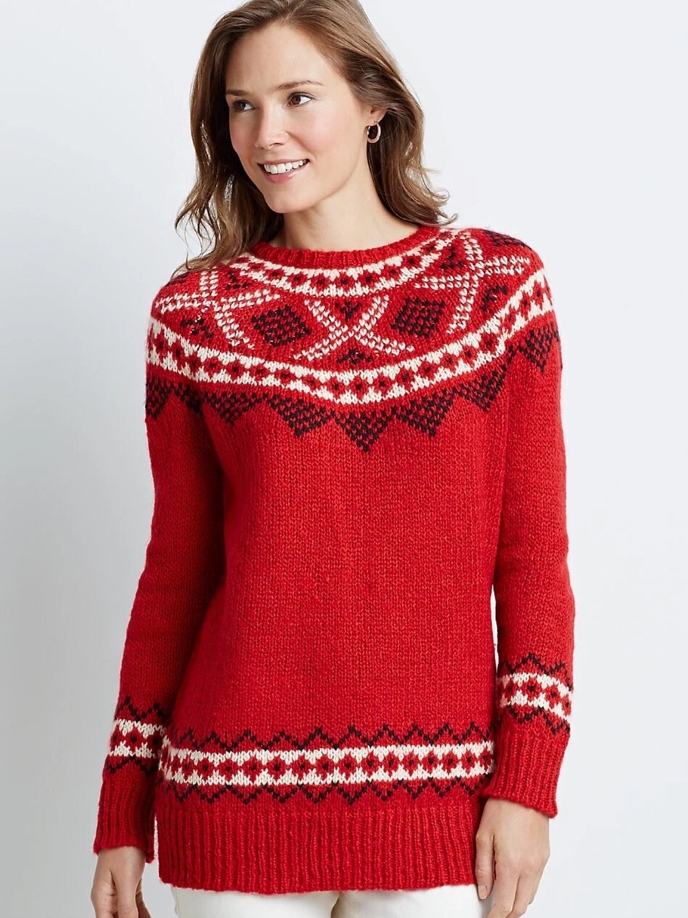 J. Jill Windham Fair Isle Wool Blend Sweater Women’s Size 1X Holiday Festive